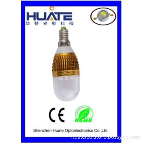 3W E14 LED Candle Lights With CE Listed,Gold Aluminum
